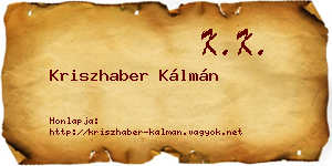 Kriszhaber Kálmán névjegykártya